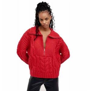 NEW FOR LOVE & LEMONS women's andie zip front sweater in red